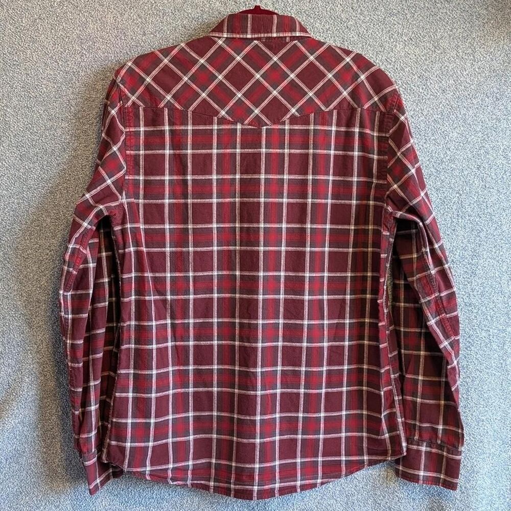 Red Plaid Cotton Flannel Men's Size Medium Long Sleeve Shirt American Rag - Picture 6 of 8